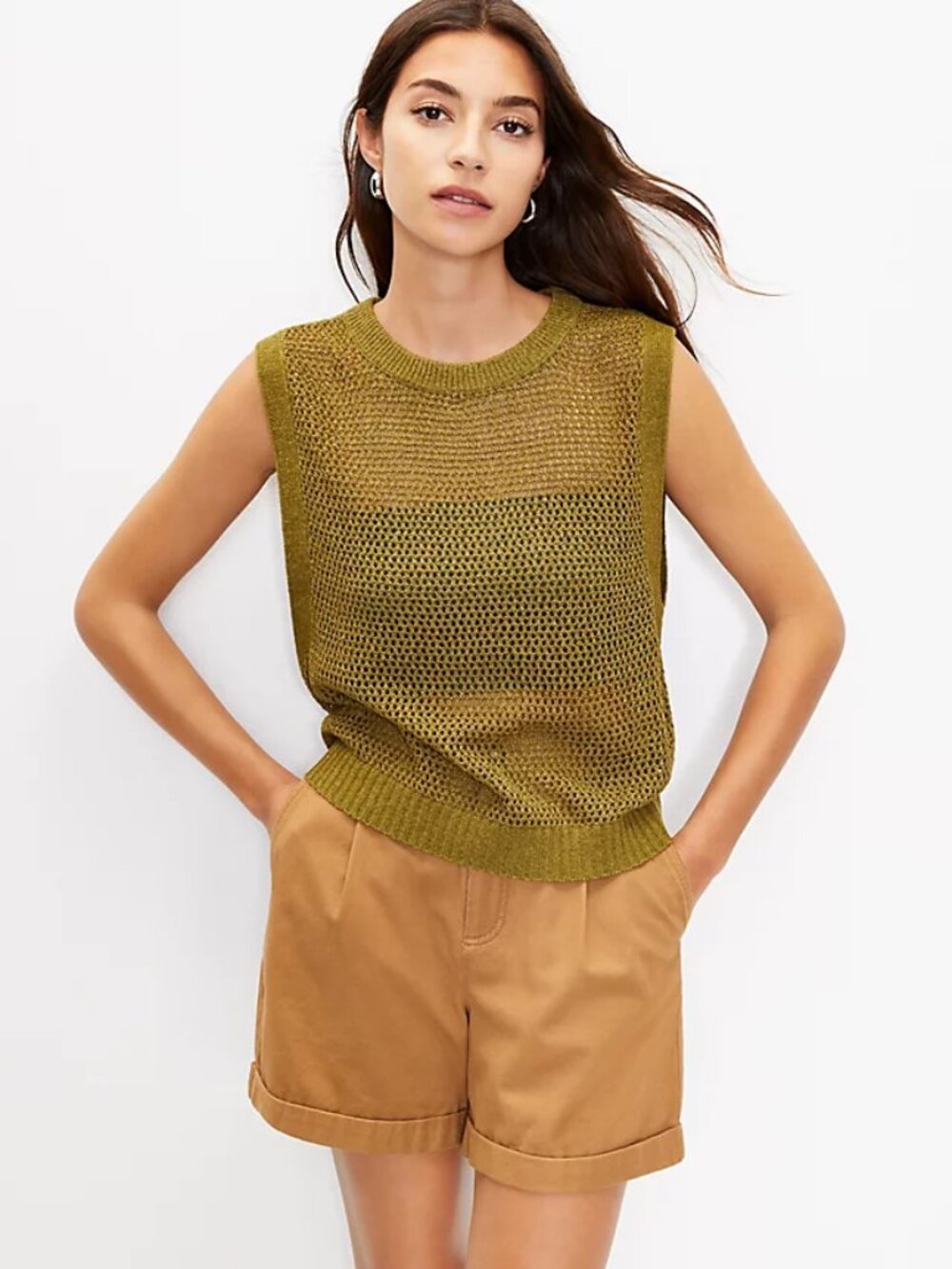 LOFT Open Stitch Sweater Tank NWT